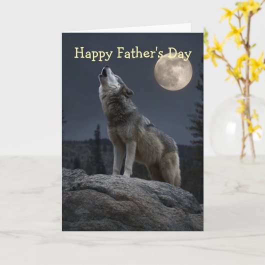 A Howling Wolf Father's Day Karte (Gelbe Blume)