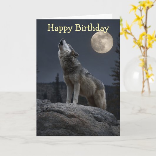 A Howling Wolf Karte (Gelbe Blume)