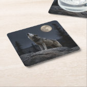 A Howling Wolf Rechteckiger Pappuntersetzer (angewinkelt)