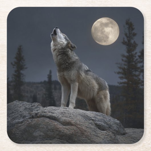 A Howling Wolf Rechteckiger Pappuntersetzer (Vorderseite)