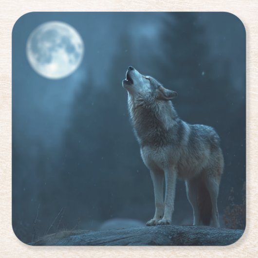 A Howling Wolf Rechteckiger Pappuntersetzer (Vorderseite)