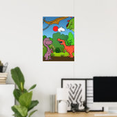 A.I. Cartoon-Dinosaurier spielen, Spaß Poster (Heimbüro)