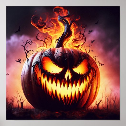 A.I. Evil Burning Jack-o'-lantern Poster (Vorne)