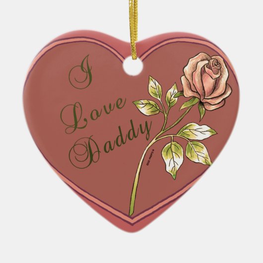 A I Liebe Daddy Heart Keramikornament (Vorne)