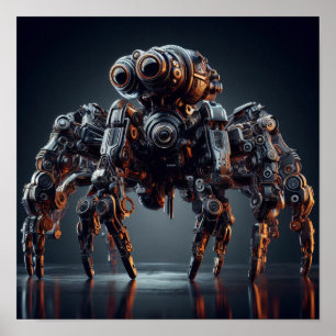 A.I. Makro einer Roboterspinne Poster