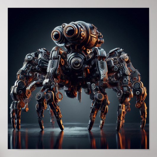 A.I. Makro einer Roboterspinne Poster (Vorne)