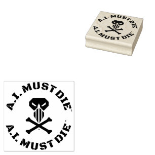 A.I. Must Die™ Logo (Militärischer Schriftart) Kau Gummistempel