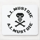 A.I. Must Die™ Logo (Militärschrift) Mauspad (Vorne)
