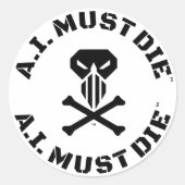 A.I. Must Die™ Logo (Military Schriftart) Aufklebe Runder Aufkleber (Vorderseite)