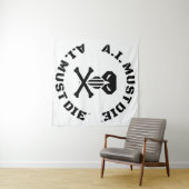 A.I. Must Die™ Logo (Military Schriftart) Tapestry Wandteppich (Beispiel (Horizontal))