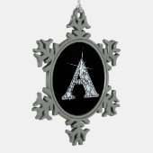 A Imitate-"Diamond"-Monogramm Schneeflocken Zinn-Ornament (Links)