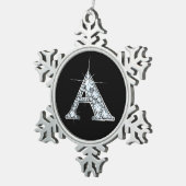 A Imitate-"Diamond"-Monogramm Schneeflocken Zinn-Ornament (Rechts)