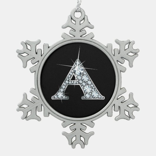 A Imitate-"Diamond"-Monogramm Schneeflocken Zinn-Ornament (Vorderseite)