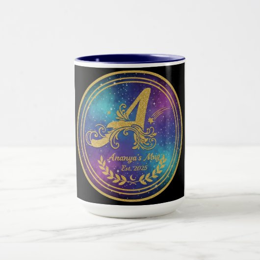 'A' Initial Monogram Mug Set - Ananya's Est. 2025 Tasse (Zentrum)