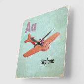 A is for Airplane Quadratische Wanduhr (Winkel)