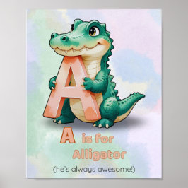 A is for Alligator - Alphabet Kinderzimmer Poster