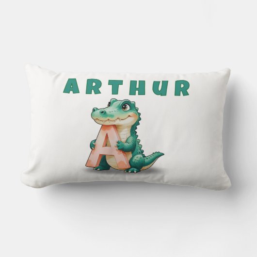 A is for Alligator – Personalized Baby Name Pillow Lendenkissen (Vorderseite)