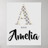 A is for Amelia Classic Modern Text Individuelle N Poster (Vorne)