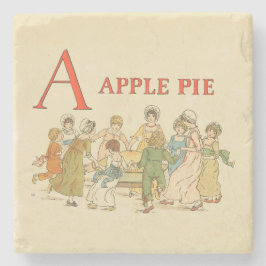 A is for aple pie Vintage wiederhergestellte Küche Steinuntersetzer