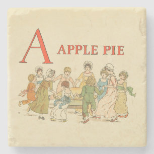 A is for aple pie Vintage wiederhergestellte Küche Steinuntersetzer