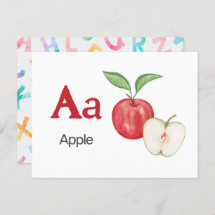 A is for Apple - Alphabet Flash Card Postkarte
