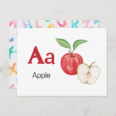 A is for Apple - Alphabet Flash Card Postkarte (Vorne/Hinten)