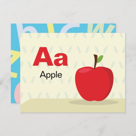 A is for Apple - Alphabet Flash Card Postkarte (Vorne/Hinten)