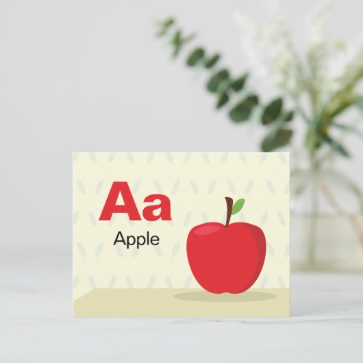 A is for Apple - Alphabet Flash Card Postkarte (Stehend Vorderseite)