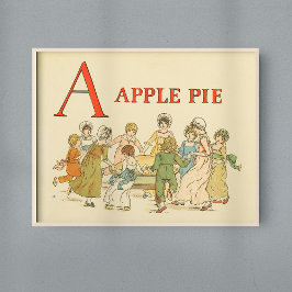 A is for Apple Pie Vintage wiederhergestellte Kind Poster