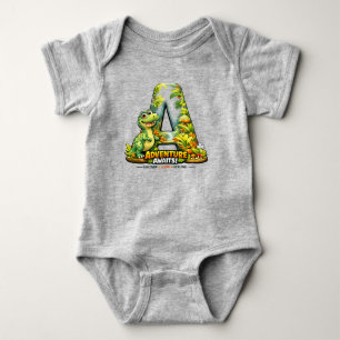 🦖🌿 „A ist für Abenteuer“ Baby-Body 👶✨ Baby Strampler