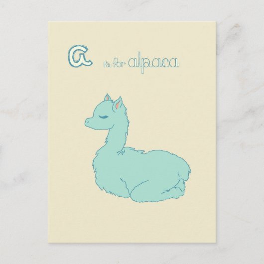 A ist für Alpaca (blau) Postkarte (Vorderseite)