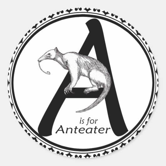 A ist für Anteater Runder Aufkleber (Vorderseite)
