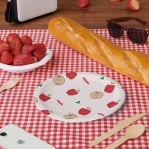 A ist für Apfel rosa Pappteller