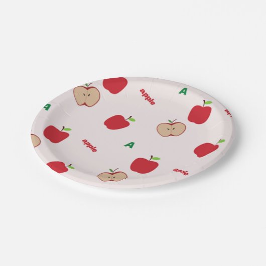 A ist für Apfelpink Pappteller (Schrägansicht)