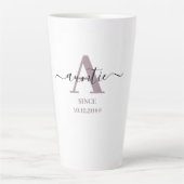 A ist für Auntie Elegant Script Monogram Mauve Milchtasse (Vorderseite)