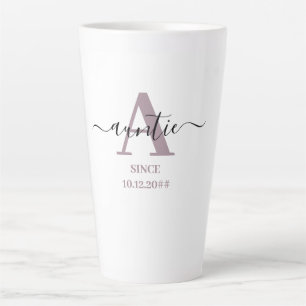 A ist für Auntie Elegant Script Monogram Mauve Milchtasse