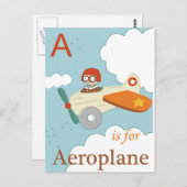 A ist für Flugzeug Postkarte (Vorne/Hinten)