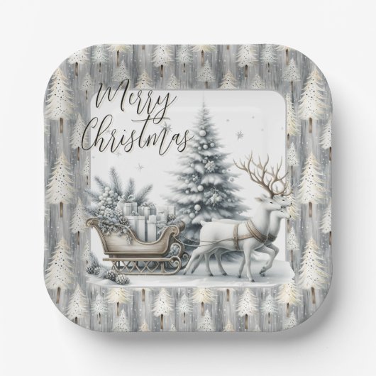 A Journey Through Winter Pines Pappteller (Vorderseite)