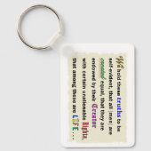A keychain with a declaration. schlüsselanhänger (Vorderseite)