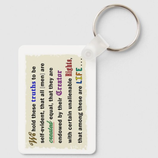 A keychain with a declaration. schlüsselanhänger (Rückseite)