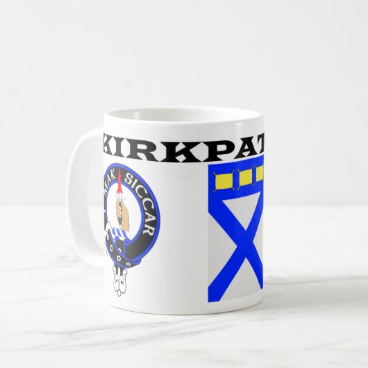 A Kirkpatrick mug featuring blue badges Kaffeetasse (Vorderseite Links)