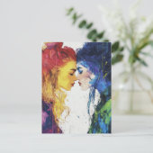 A Kiss Colorful Lesbian Couple Postkarte (Stehend Vorderseite)