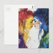 A Kiss Colorful Lesbian Couple Postkarte (Vorne/Hinten)