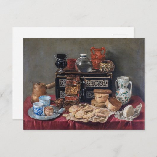 A Kitchen Tableau: Bowl, Cup & Brot Stillleben Postkarte (Vorne/Hinten)