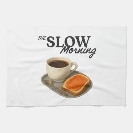 A kitchen towel with coffee and toast image geschirrtuch