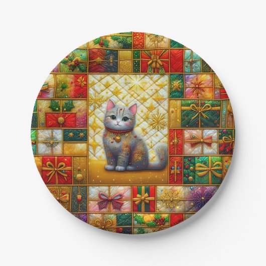 A KITTEN QUILT CHRISTMAS ~ Niedlich ~ Pappteller (Vorderseite)