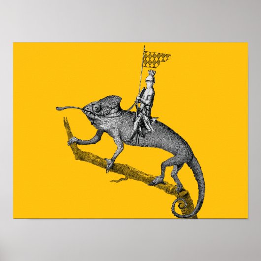 A knight riding a chameleon poster (Vorne)