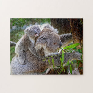 A Koala mother and baby in a tree Puzzle