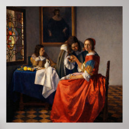 A Lady and Two Gentlemen by Johannes Vermeer Poster