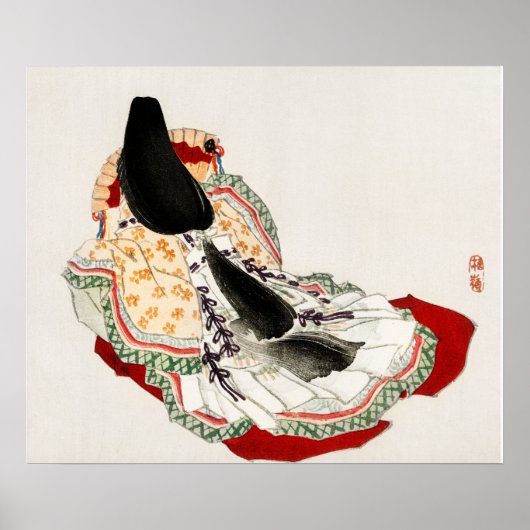 A lady in a kimono by Kono Bairei Poster (Vorne)